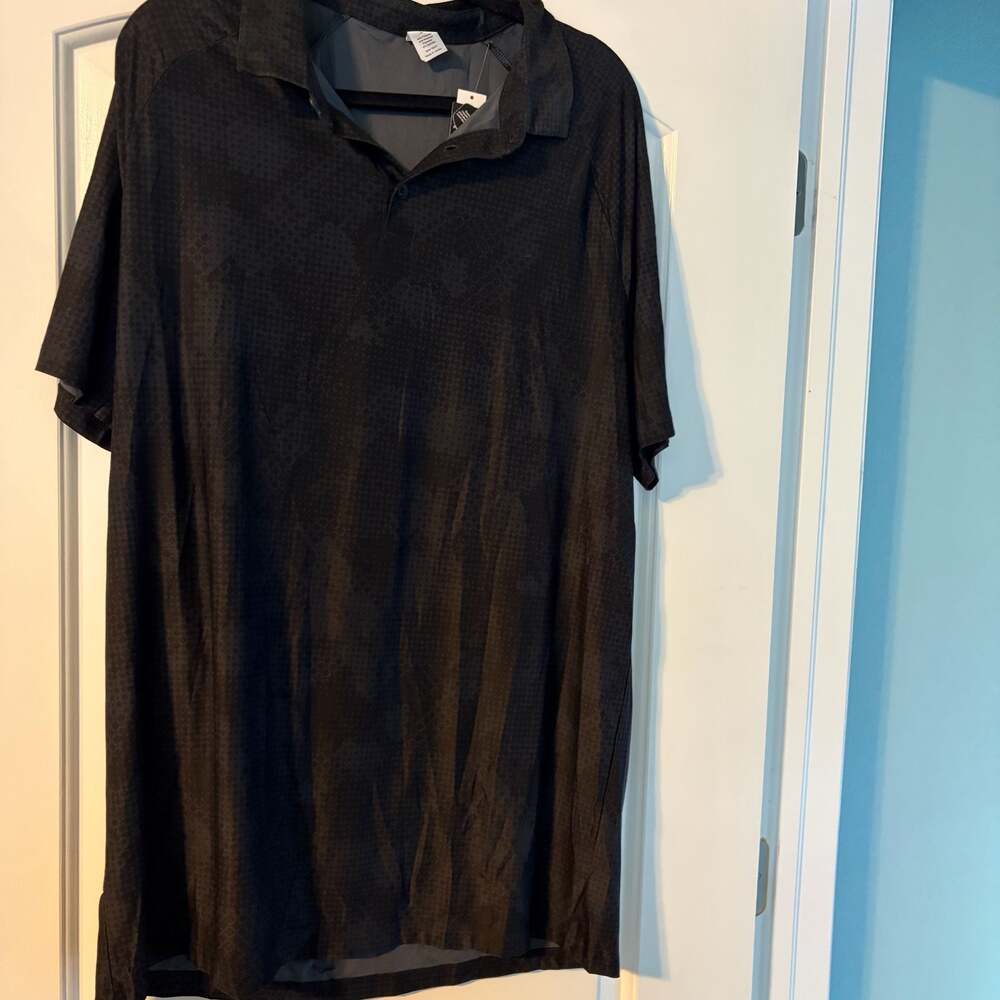 Xersion Men's Black Gray Texture Performance Polo Shirt Big & Tall LT